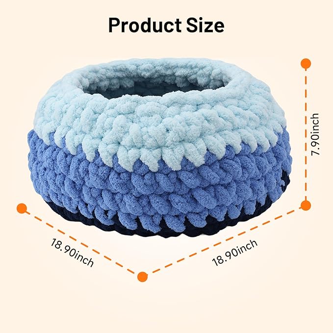 Cat Nest Bed Handwoven Washable Soft Round Cave House Furniture for Indoor Kitten Cloud Blue
