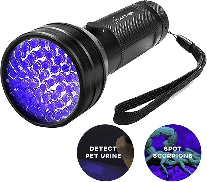 Astute ULTRAlight UV Flashlight Black Light, 51 LED 395 nM - Detector for Pet Urine, Pet Stains and Bed Bugs