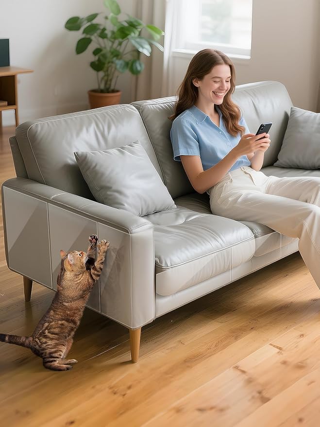 Cat Scratch Furniture Protector - Specially Designed for Leather Furniture, Easy to Remove Anti-Scratch Couch Protector from Cat, No Pins, 10 Pack
