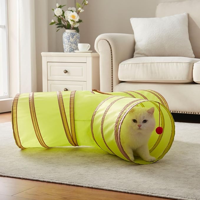 Cat Tunnels for Indoor Cats 3 Way Play Toy Kitty Tunnel Peek Hole Toy with Ball for Cat Tube Fun for Rabbits Kittens and Dogs