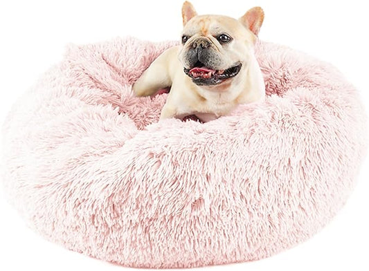 Himax Dog Beds for Medium Dogs, Pink Dog Bed with Blanket Attached, Calming Anti-Anxiety Fluffy Dogs Beds Washable (20"/26"/35")