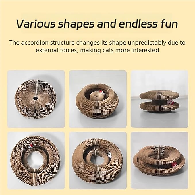 PurrPlex Magic Organ, PurrPlex Cat, Magic Organ Cat Scratch Board Foldable Cats Accordion, Flexible Cats Scratcher, Cardboard Scratchers for Indoor Cats with Interactive Bell Ball (3Pcs)