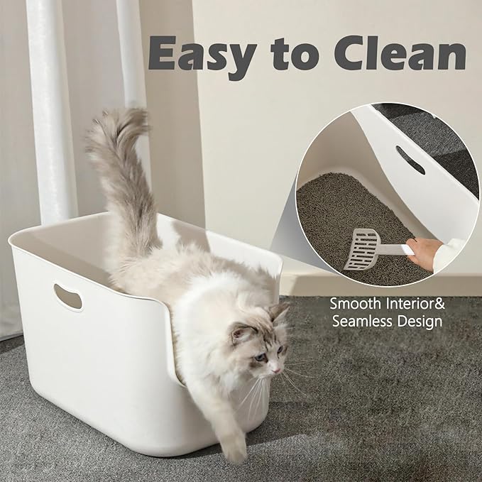 SpaceTime Extra Large Litter Box with High Sides,22.64"×14.76"×8.66" XL Multi Cat Litter Pan for Kitty,Cat Boxes for Indoor Cats,Jumbo Litter Boxes for Big Cats,Anti-Splashing,Easy to Clean