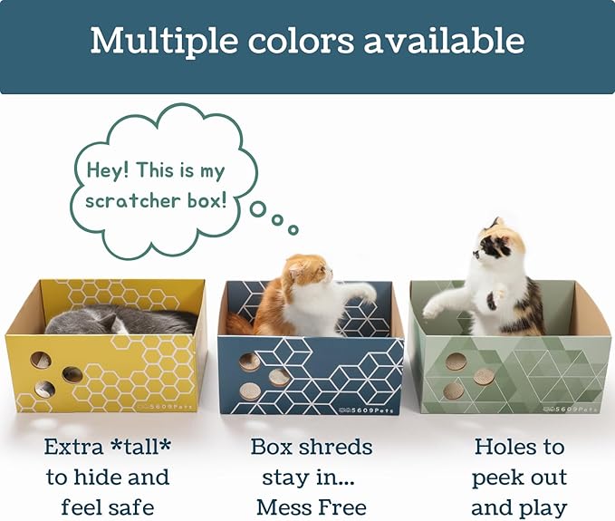 Heavy Duty Cardboard Cat Scratch Box with Refillable Double-Sided Cat Scratcher Pad for Indoor Cats