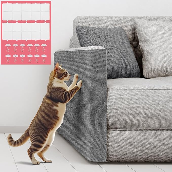 Cat Scratching Mat Self-Adhesive, 78.7"x15.8" Trimmable Cat Scratch Furniture Protector, Durable Cat Scratch Pad for Couches, Cat Trees, Walls, Easy to Install for Cat Owners
