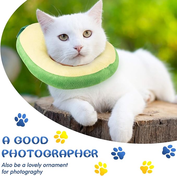 Weewooday 4 Pcs Adjustable Cat Cone Collar Soft Cat Recovery Collar Cute Kitten Fruits Shaped After Surgery Wound Elizabeth Padded Pet Neck Anti Bite Lick Dog Comfortable Smooth Texture