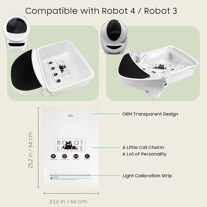 90 Pack Cat Litter Box Robot 4 and 3 Waste Bags, Tear-free, Transparent, Sensor-compatible, Automatic Litter Box Liners Bags, 9-11 Gallon Capacity