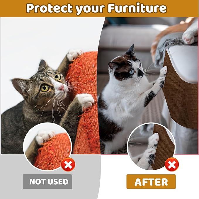 Cat Scratching Mat Self-Adhesive, 118"x15.8" Trimmable Cat Scratch Furniture Protector, Durable Cat Scratch Pad for Couches, Cat Trees, Walls, Easy to Install for Cat Owners