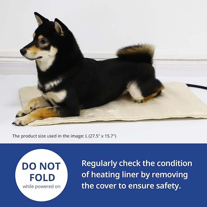 NICREW Dog Heating Pad, Temperature Adjustable Heated Dog Bed with Auto Shut Off Timer, Indoor Pet Heated Bed Mat for Cats and Dogs, 27.5 x 15.7 Inches, 75W (max)