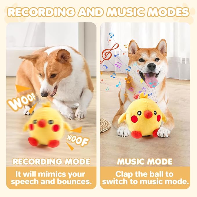 Dog Toys, 2025 lnteractive Dog Toys Moving Dog Toy Rechargeable Active Moving Pet Plush Toy Keep Pets Busy, Puppy Toys Talking Jumping Music Ball for Small Medium Large Breed