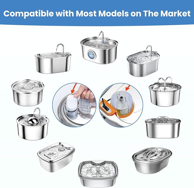 Tomxcute Cat Water Fountain - 4.0L/135oz Gooseneck Copper Faucet Design Cats Fountain for Drinking - Large Capacity Stainless Steel Cat Water Fountain - Comes with 3 Replacement Filters