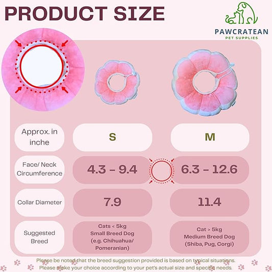 Adjustable Comfy Flower Style Elizabeth Collar for Cats and Puppies Soft Recovery Cone Pet Protective Neck Collar (Pink, Small)