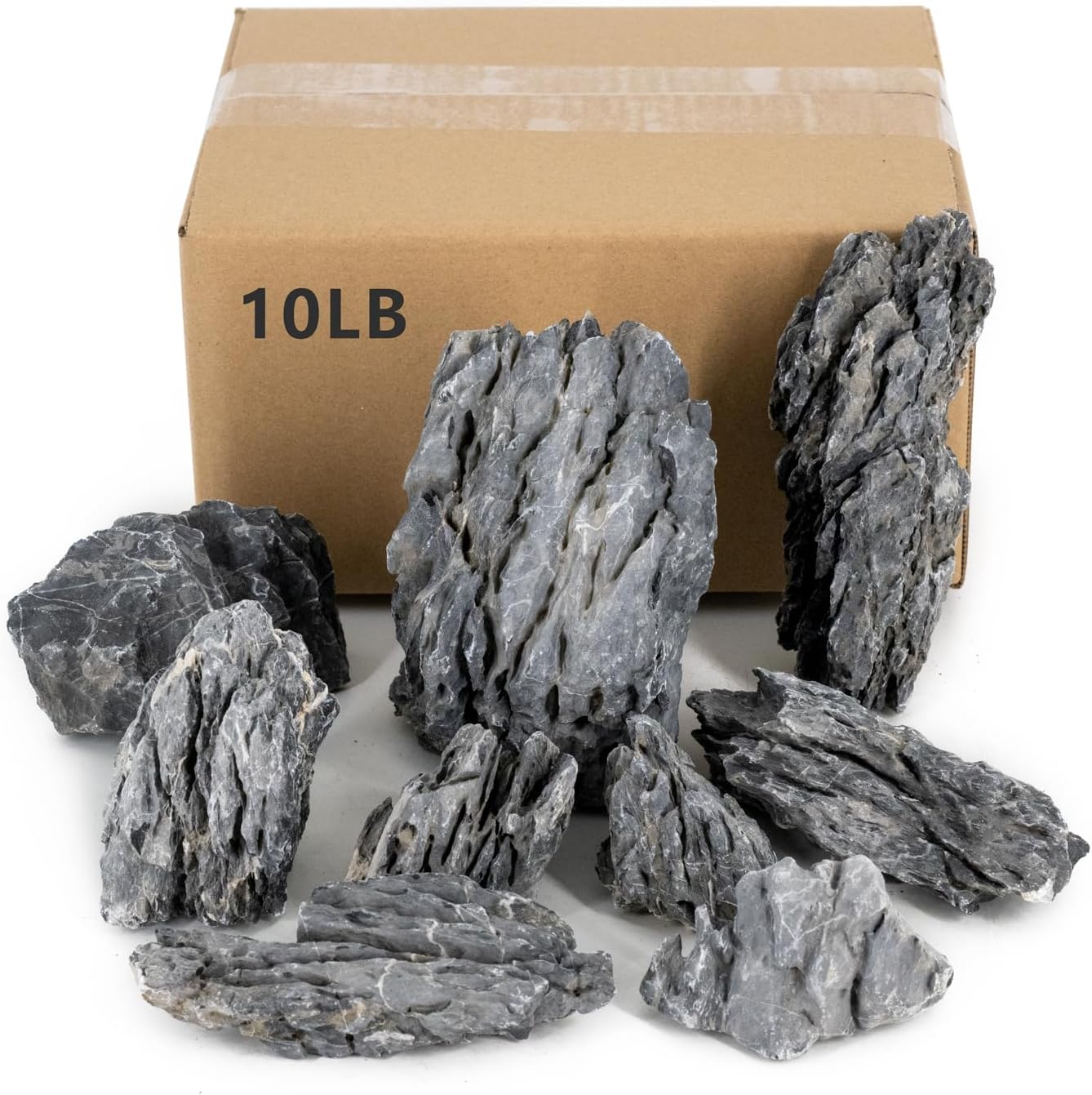 Natural Rocks Seiryu Stones Aquariums Stones for Aquascaping, Aquariums, Terrariums, Vivariums Decorative Stone,Reptile Enclosures,Paludariums,and Gardens-10LB（2 to 7 inch）