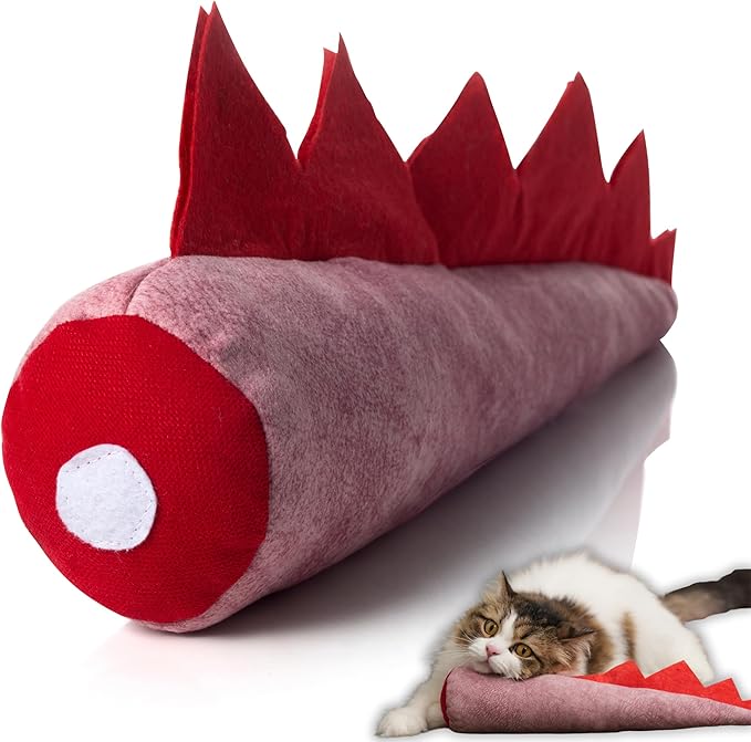 Large Cat Toy Dino, Catnip Matatabi Silvervine Filled Help Relief Stress Interactive Indoor Cat Kicker with Bell and Smell(Pink)