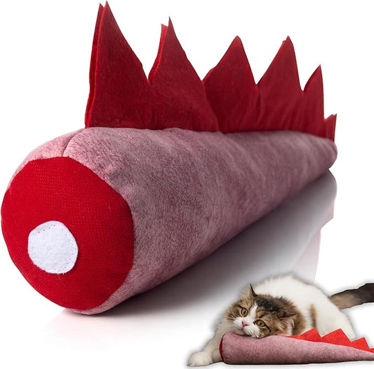 Large Cat Toy Dino, Catnip Matatabi Silvervine Filled Help Relief Stress Interactive Indoor Cat Kicker with Bell and Smell(Pink)