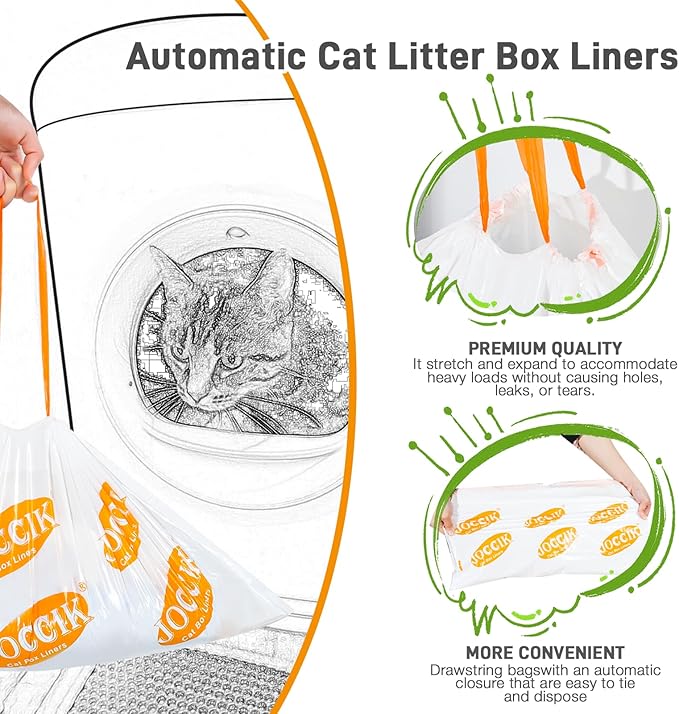 Cat Litter Bags for Automatic Litter Box Liners Compatible with MeoW SC01/C02/LR01, Waste Bags for X & MAX, 22" x 12.8" 100 Count