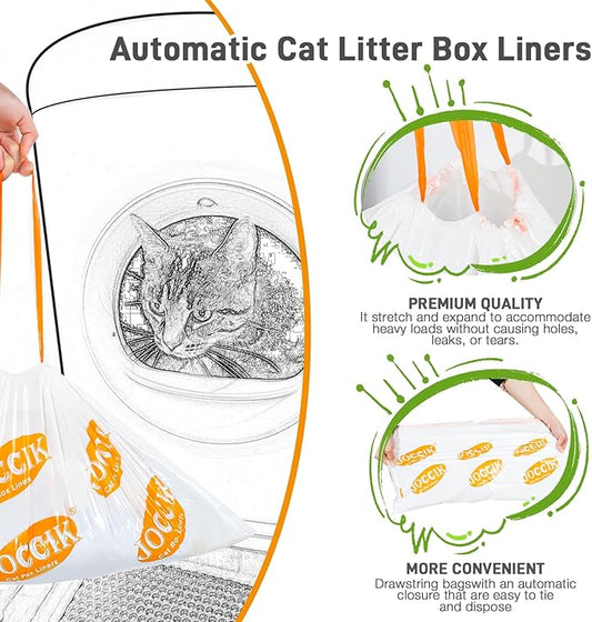 Cat Litter Bags for Automatic Litter Box Liners Compatible with MeoW SC01/C02/LR01, Waste Bags for X & MAX, 22" x 12.8" 100 Count