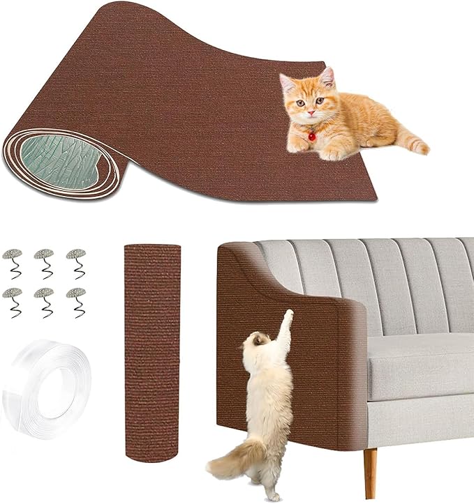 78.7"x15.8" Cat Scratching Mat - Trimmable Self Adhesive DIY Climbing Cat Scratcher Pad for Cat Tree Shelves and Post Cat Scratch Furniture Protector