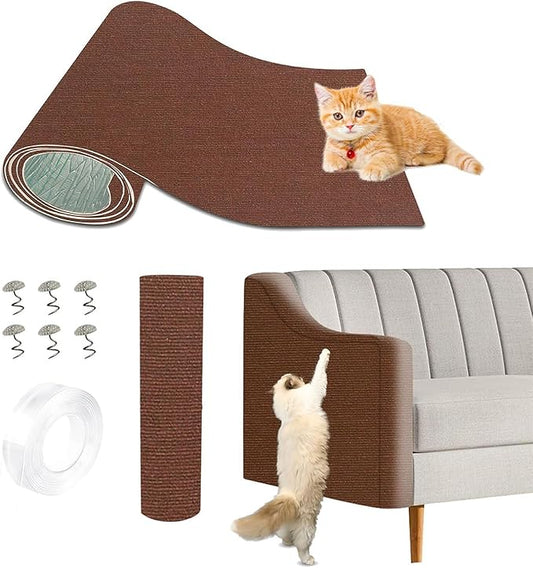 78.7"x15.8" Cat Scratching Mat - Trimmable Self Adhesive DIY Climbing Cat Scratcher Pad for Cat Tree Shelves and Post Cat Scratch Furniture Protector