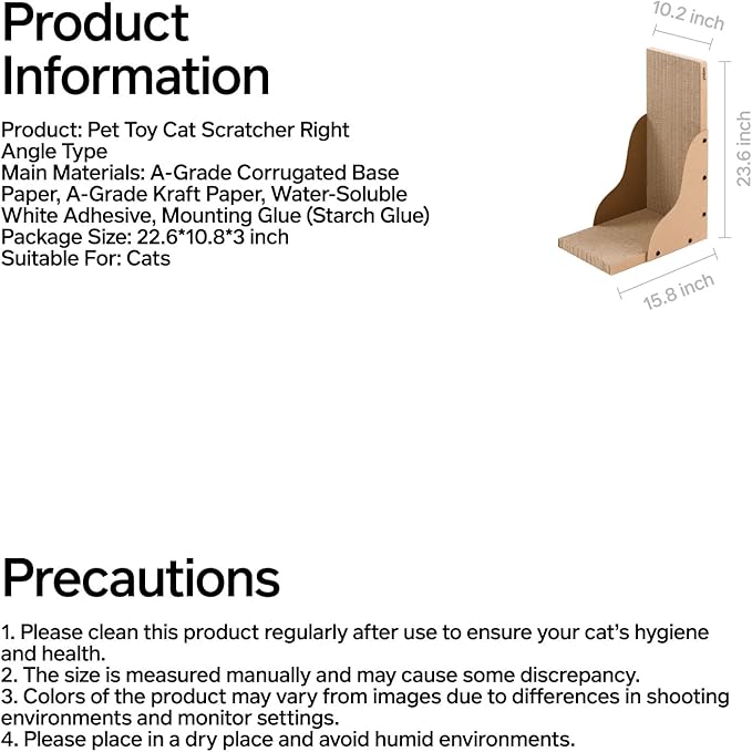 pidan Cat Scratcher Cardboard,L Shape Cat Scratchers for Indoor Cats Scratching Board,A-Grade Corrugated Base Paper,Safe Glue (L Type)