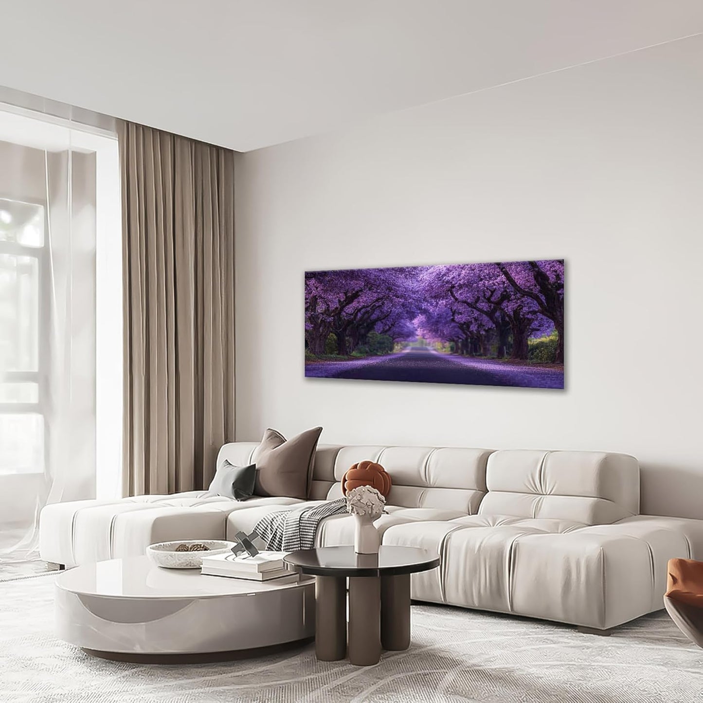 Large Purple Flower Wall Art Nature Landscape Canvas Living Room Floral Aesthetics Pictures Framed Prints Oversize Wall Decor Painting Artwork for Bedroom Dining Office Home 60"x30"