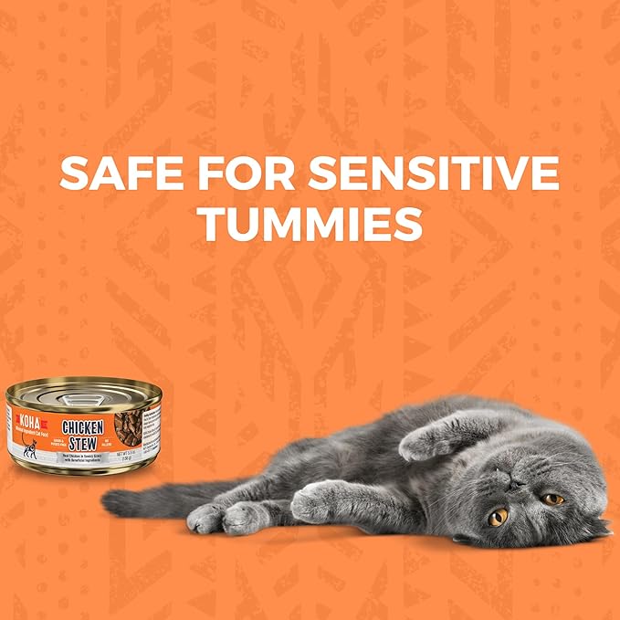 KOHA Minimal Ingredient Chicken Stew for Cats, High Protein Limited Ingredient Wet Cat Food, 5.5oz Cans (Case of 24)