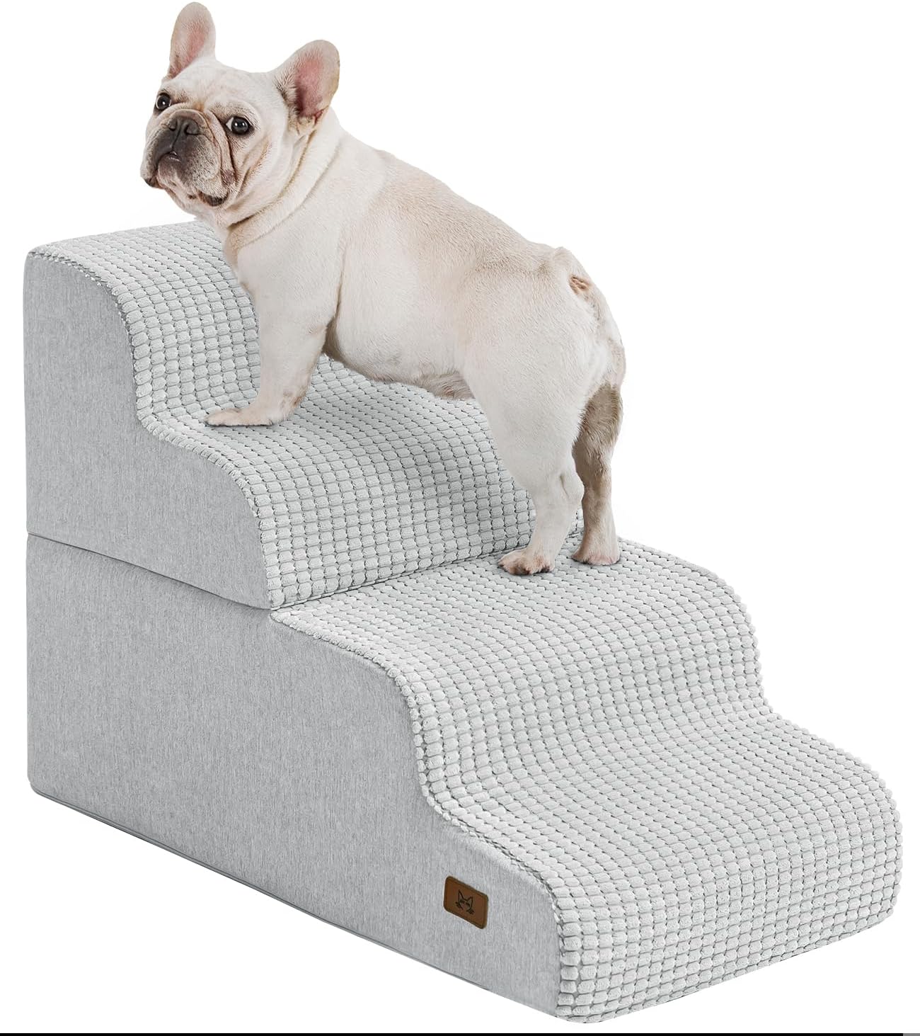 Dog Step for Bed, Dog Stair 4-Step 35D Pet Stair 19.7" H for High Bed or Sofa Non-Slip Balanced Pet Step Indoor, Light Grey