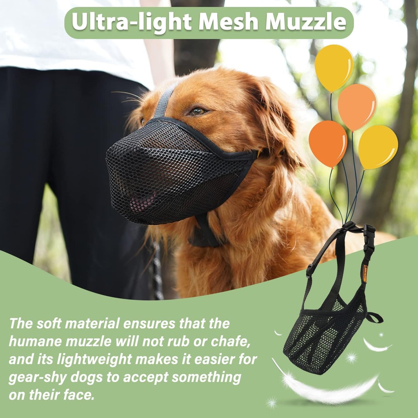 Mayerzon Dog Muzzle, Patented Soft Mesh Muzzle for Small Medium Large Dogs for Scavenging Biting Licking and Chewing, Allows to Pant and Drink (XS, Black)