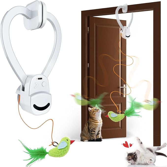 Interactive Cat Toys for Indoor Cats Automatic Electric Flying Bird Feather Cat Toy - Best Kitten & Adult Cat Enrichment Toy Hanging Electric Kitty Toys for Bored Cats