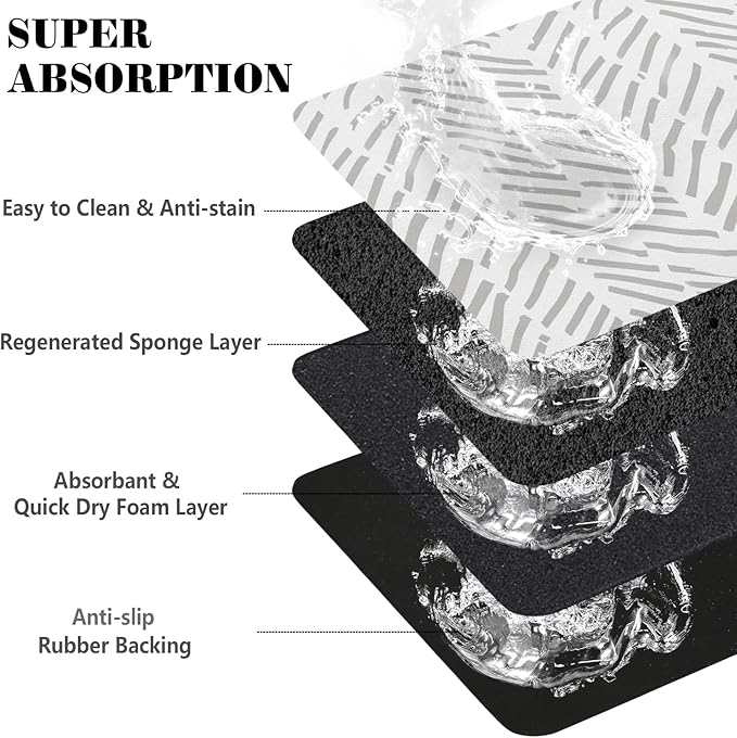 Dog Food Mats for Floors Absorbent, Pet Cat Food Mat - Quick Dry Dog Bowl Mats for Food and Water, Eco-Friendly Boho Pet Supplies