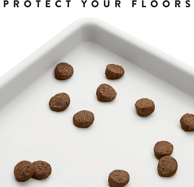 CatGuru Cat Food Mat, Small & Large Pet Placemat, 100% Waterproof Cat Feeding Mat, Silicone Mats for Cats Bowls, Non-Slip Mats for Pet Food and Water Bowl or Fountain (Large, Marshmallow)