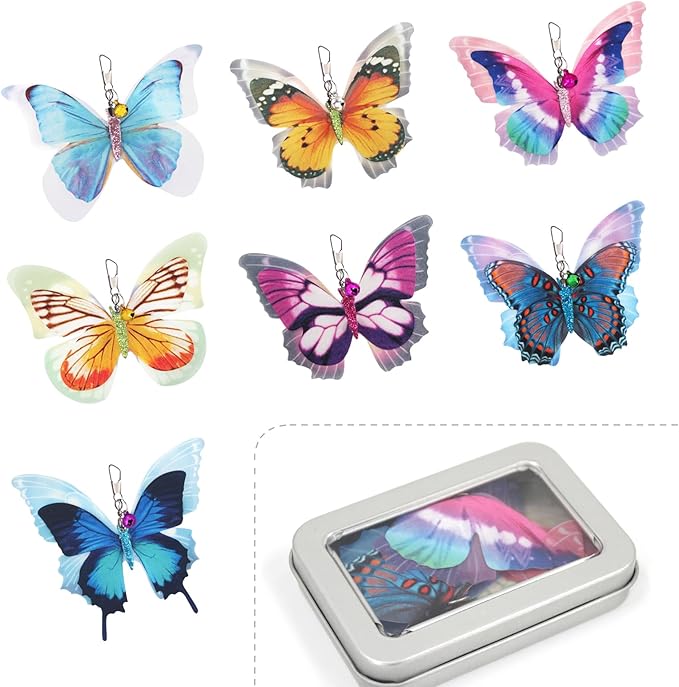 SONGWAY Cat Butterfly Toy Replacement - 7 Pieces Butterfly Cat Toys Accessories,Teaser Wand Attachments, Interactive Cat Toys for Indoor Cats Kittens