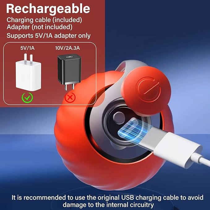 Interactive Cat Ball Toy with Feather, Smart Ball for Indoor Cats, Motion Activated Automatic Cat Toys, USB Rechargeable Toys, Orange