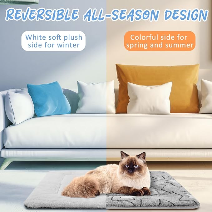 2 Pack Self Warming Cat Mat Self Heating Pad Bed Reversible Machine Washable Reflects Body Heat Warm Thermal Pet Pad Crate Blanket for Feral and Indoor Cat(Double Star,20'' X 30'')