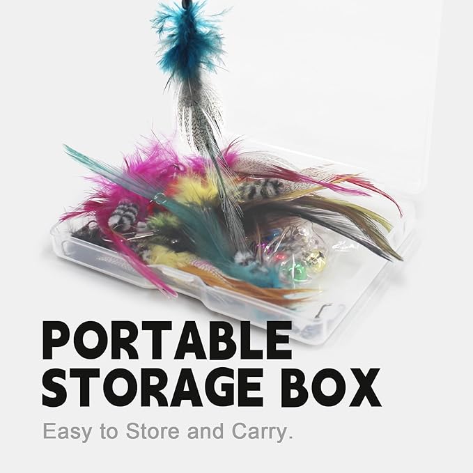 SONGWAY Cat Feather Toy Refills - 12 Pieces Insect Cat Toys with Feather, Teaser Wand Replacement, Interactive Toys for Indoor Cats