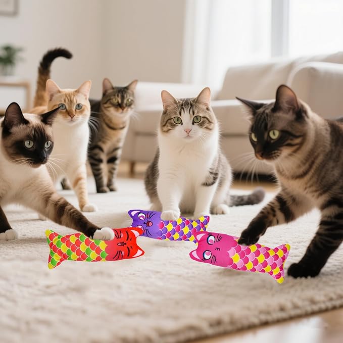 Catnip Toys for Indoor Cats Large Adult Cat Plush Toys with Crinkle Kitten Chew Kicker Toy 6 PCS