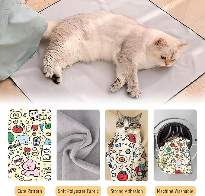 27.6" Cat Grooming Wrap,Self-Adherent Cat Wrap for Cutting Nails,Anti-Escape Cat Swaddle Wrap,Multifunctional Anti-Scratch Cat Restraint Wrap for Medicine,Nail Clipping,Ear Cleaning(Within 15lbs)