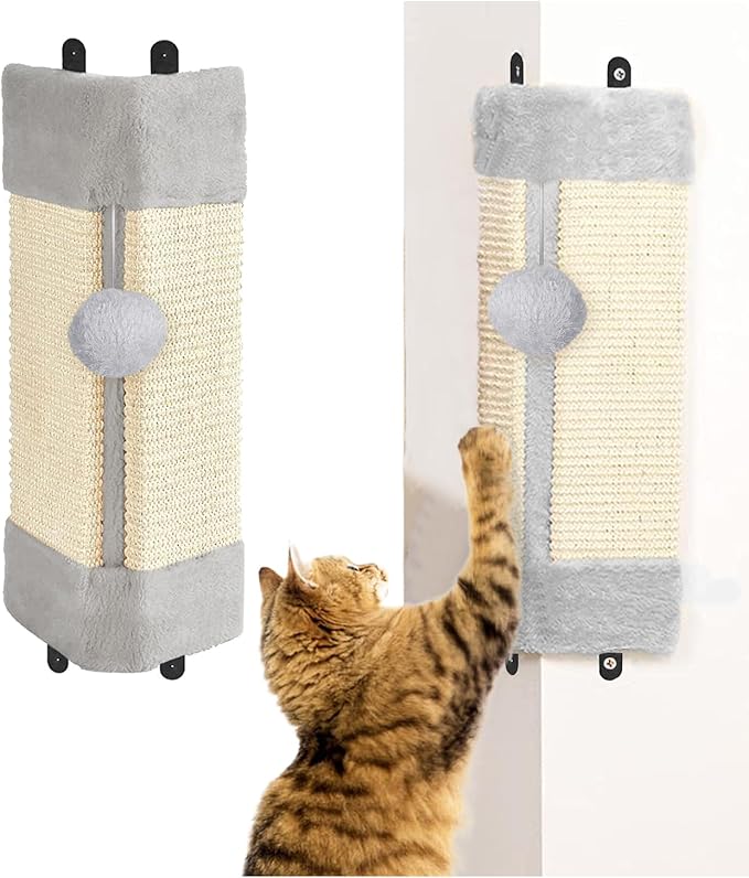 BNOSDM 2 Pack Cat Wall Corner Scratcher for Indoor Cats Walls Mounted Sisal Scratch Board Protector Vertical Anti Scratching Pad Protect Furniture Pet Wear Resistant Mat for Door Sofa