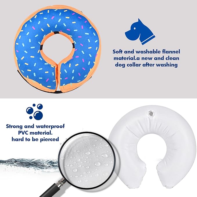 Katoggy Inflatable Dog Cone Collar for Dogs After Surgery, Soft Adjustable Blow up Donut Dog E-Collar for Small Medium Large Dog and Cats