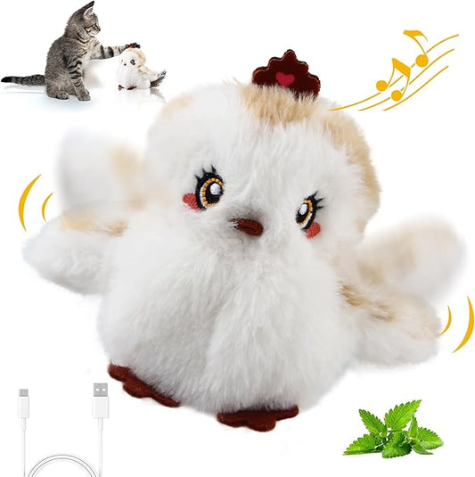 Gigwi Interactive Cat Toys for Indoor Cats, Flapping and Chirping Catnip Toys for Cat Exercise, Automatic Cat Toy with Beating Wings & Real Feather Tail, Rechargeable Cat Kicker Toy Princess