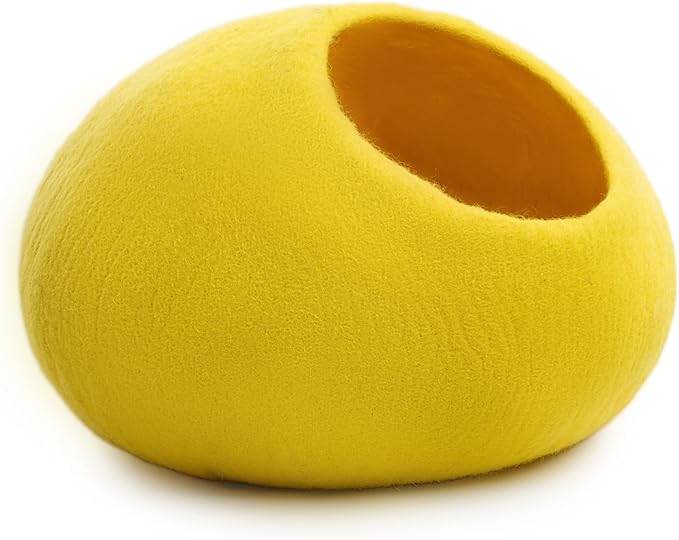 Woolygon Premium Wool Cat Cave Bed - Felt Cat Cave Handmade from 100% Merino Wool, Pet Friendly Felt Cat Bed for Indoor Cats and Kittens