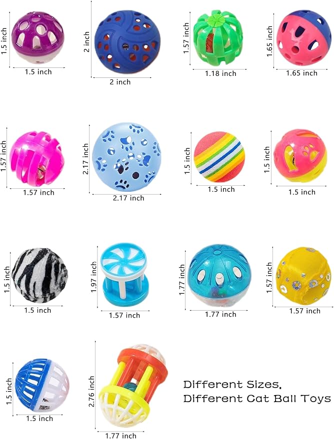 6-Pack Cat Toys for Kittens and Adult Cats, Wiggly Chase (1.5'', Basic Cat Toy Set)