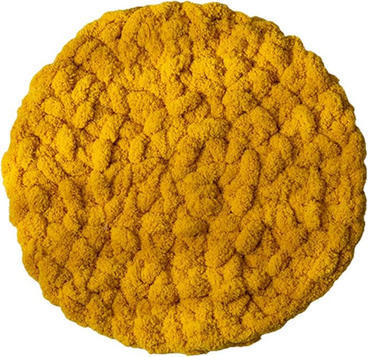 Cat Knitted Bed Mat, Extra-Soft Washable Warm Round Pads Cushions for Indoor Kittens, Cat Trees Towers, Perfect for Kneading and Sleeping (Yellow,XL)