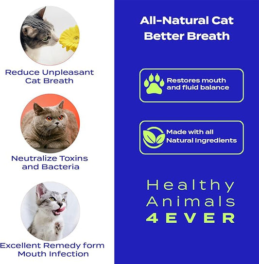 HA4E - Cat Bad Breath Remedy - Promotes Clean Teeth, Plaque & Tartar Control - No Brushing Needed - All-Natural, Non-GMO, Organic, Preservative & Chemical Free - 300 Dissolvable Tablets