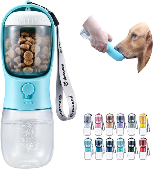 Dog Water Bottle with Food Container, Travel Puppy Water Bowl, Portable Pet Dispenser, Dog Gift Stuff Accessories Items, Puppy Essentials Necessities for Yorkie Cat Walking and Hiking