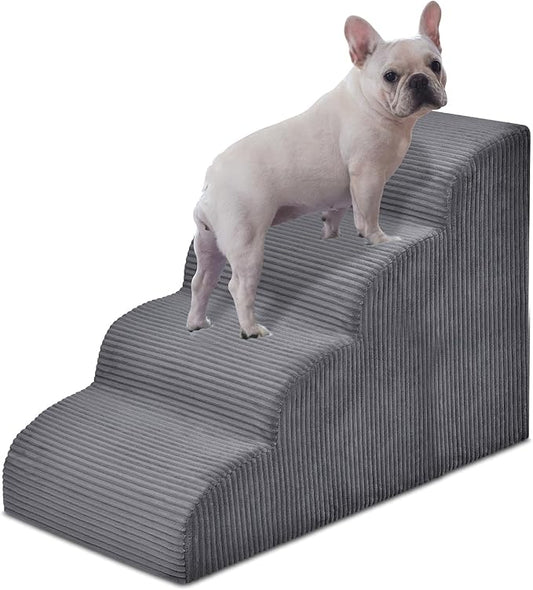 Dog Steps for Small Dog, 4-Step Pet Ramp and Stairs for High Beds and Sofa, Non-Slip Pet Stairs for Small Dogs and Cats, Removable and Easy to Clean Pet Bed Stairs, Dark Gray