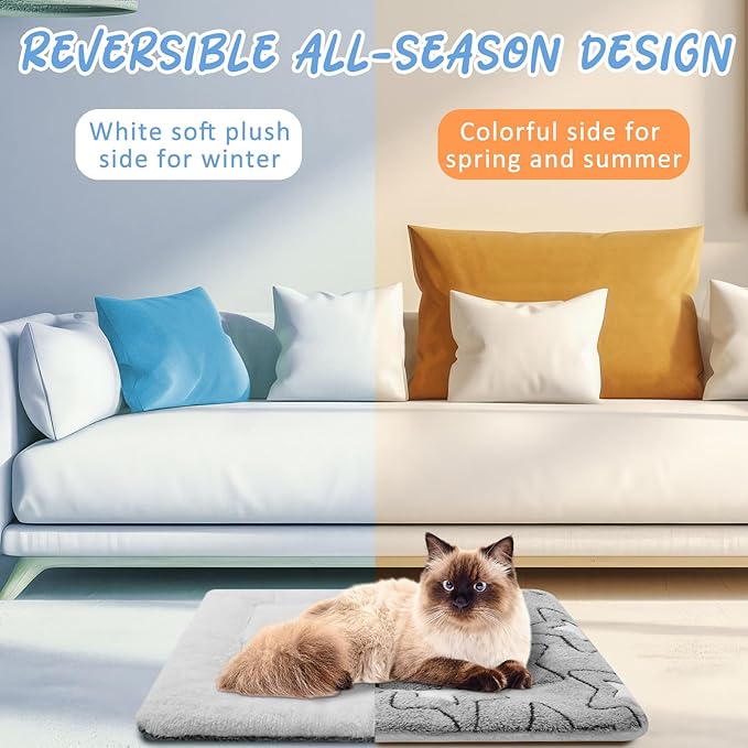 2 Pack Self Warming Cat Mat Self Heating Pad Bed Reversible Machine Washable Reflects Body Heat Warm Thermal Pet Pad Crate Blanket for Feral and Indoor Cat(Double Star,21" X 14")