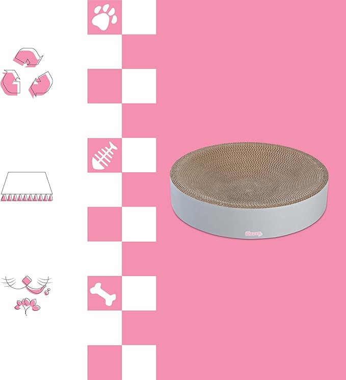 CSR1010K Nelson 20.13" Modern Cardboard Round Bowl Cat Scratcher with Catnip, Fog