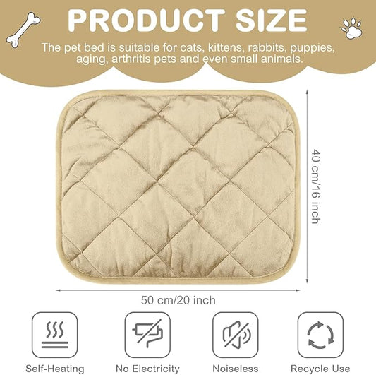 4 Pack Self Heating Cat Pad Self Warming Dog Mat Reflects Body Heat Extra Warm Thermal Pet Pad Washable Dog Cat Bed Crate Bed Mat Blanket(Beige,16 x 20 Inch)