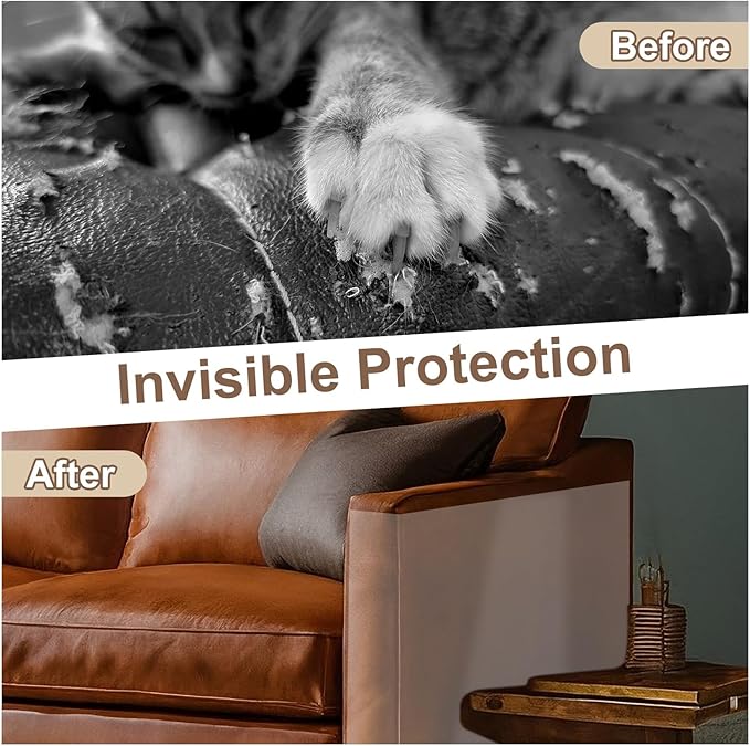 uxcell Anti Scratch Furniture Protector, 1 Roll 39" x 8" Single-Sided Sticky Couch Protector from Cat Claws, Clear Protectors from Cats Scratching for Sofa Corners, Walls, Doors
